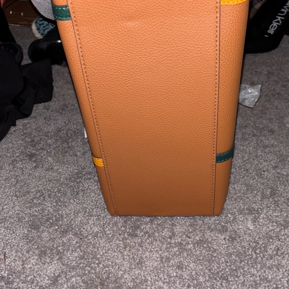 Tory Burch Brown Leather Tote Bag with Multicolor Straps